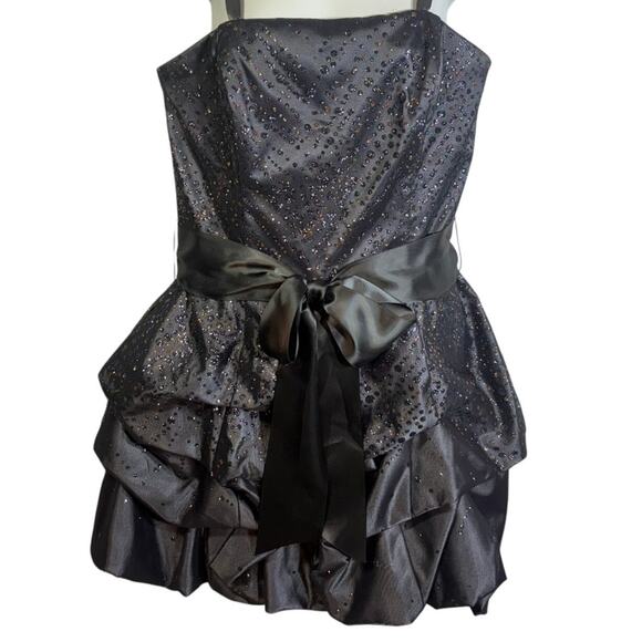 Jessica McClintock Sz 11 Gray Party Bubble Dress Tulle Shiny Strapless Gunne Sax - Picture 1 of 7